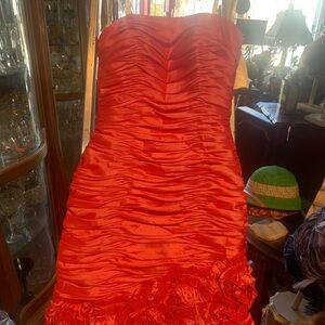 Vibrant Strapless Red Dress